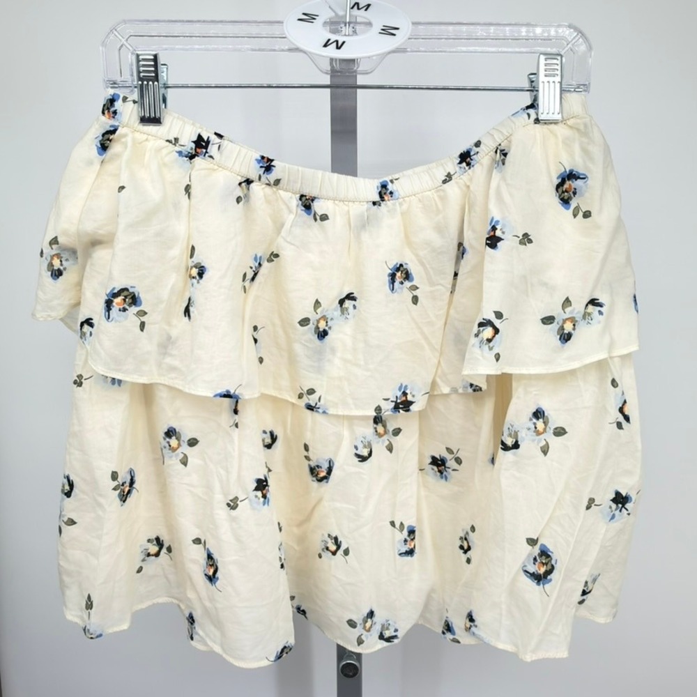 Universal Thread Floral‎ Ruffle Mini Skirt Medium Cream Cottagecore Boho NWT